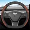 36-38 CM Potah volantu z semišové kůže pro Tesla Model 3 Y S X      2024 2025 2026 Příslušenství