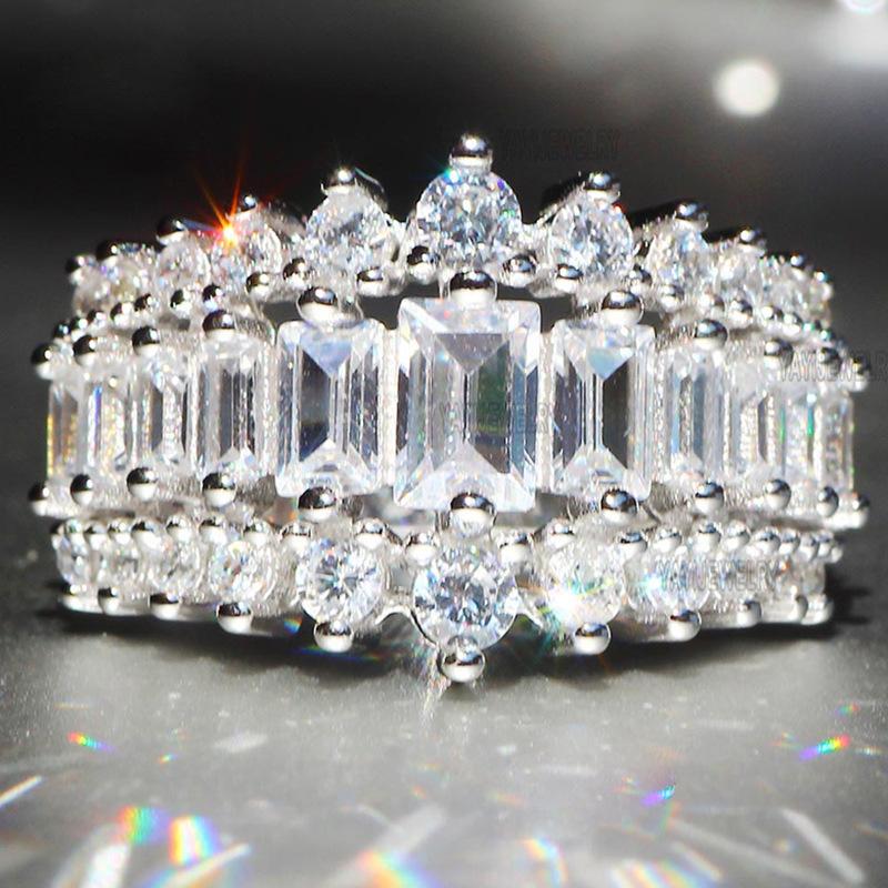 Кольца Высококачественное платиновое кольцо с бриллиантом, Модные свадебные украшения No.6