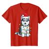 Siberian Husky Santa Christmas Tree Lights Xmas Gifts T Shirt 100 Cotton Short Sleeve ONeck Casual Tshirts New Size S3XL