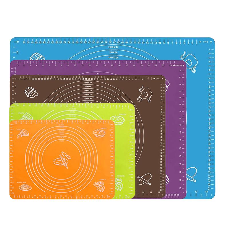 Silicone Pastry Baking Mat Non Stick Cookie Bread Rolling Mats Kneading Kitchen Cooking Board Pad for Pie Pizza Cookies Fondant