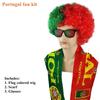 Conjuntos de Fantasia para Jogo de Futebol da Seleção Nacional Perucas Coloridas Cacheadas Óculos de Sol com Bandeira Suprimentos Engraçados para Festa de Fãs de Futebol