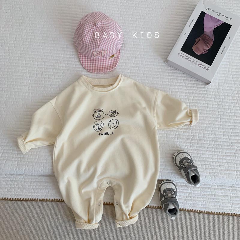 Spring Korean Style Unisex Baby Romper: Trendy, Loose-fit Cotton Pullover for Outdoor Play