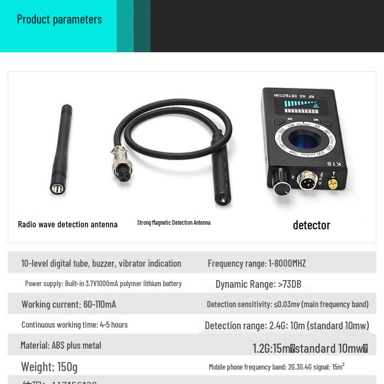 K18 Detector: Anti-Peeping, Anti-Eavesdropping, Anti-Camera, GPS Tracker Checker for Hotel Security