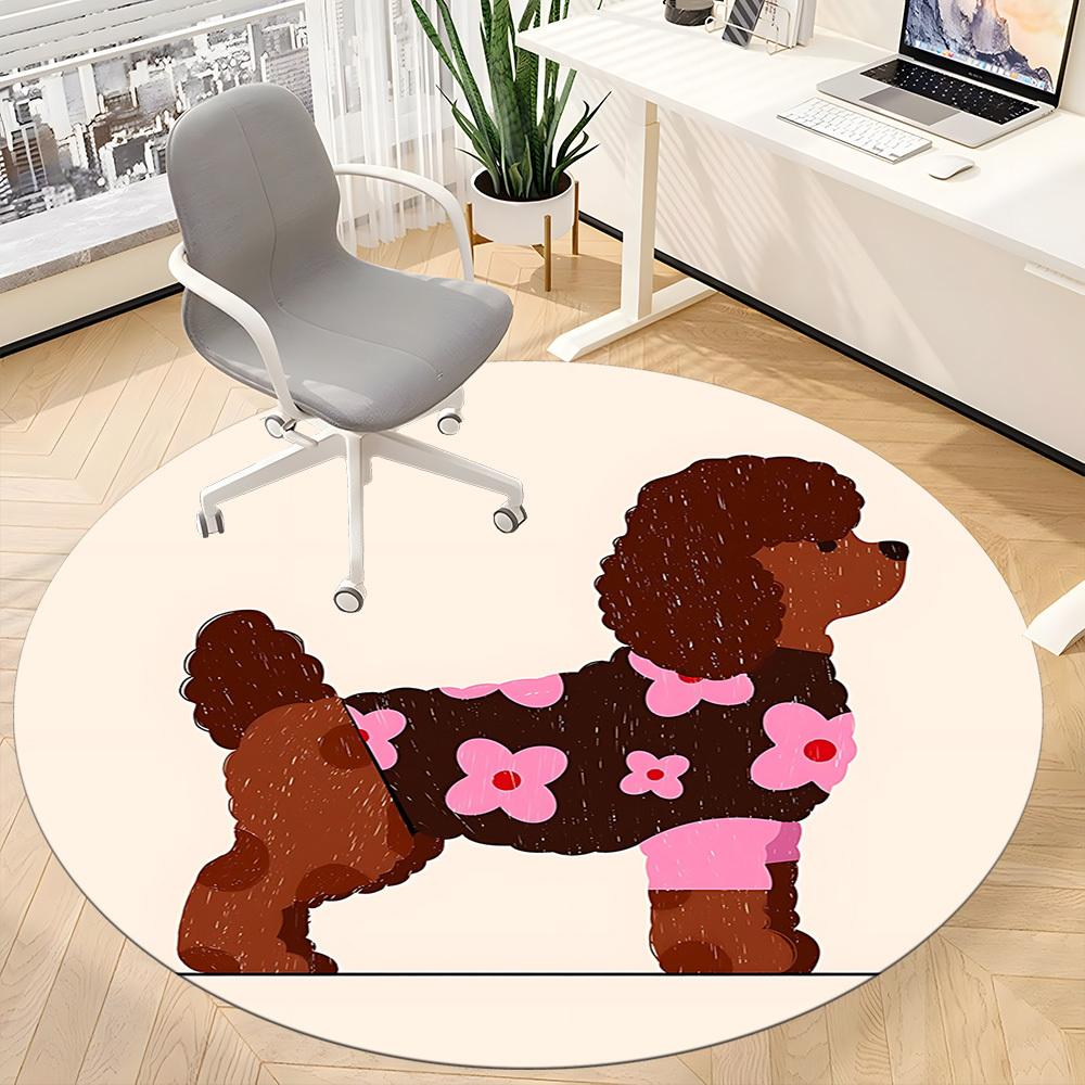1pc Poodle, Floral Chair Carpet for Office, Non slip, Soft and Durable Office Rug