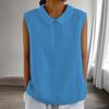 Women's Fashion Solid Color Collar Sleeveless Pullover Shirt Top