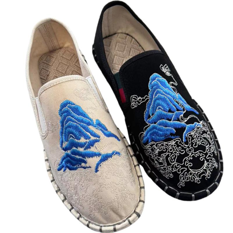 New Spring and Autumn Cloth Shoes Guochao Embroidered Canvas Shoes Fashion Versatile Non-slip Soft Sole Comfortable Single Shoes