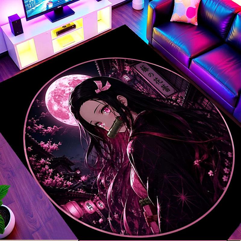 Demon Slayer Print Rug, Washable Floor Carpet, For Entryway Dorm Laundry Room Office Study, Home Decor Birthday Christmas Gift