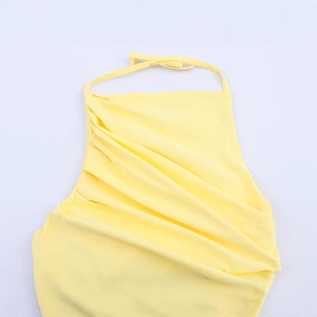 2025 Summer Women's Fashion: European & American Style Pleated Stretch Top