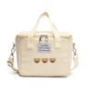 Embroidered Teddy Bear Double Zipper Messenger Bag Simple Square Shoulder Bags