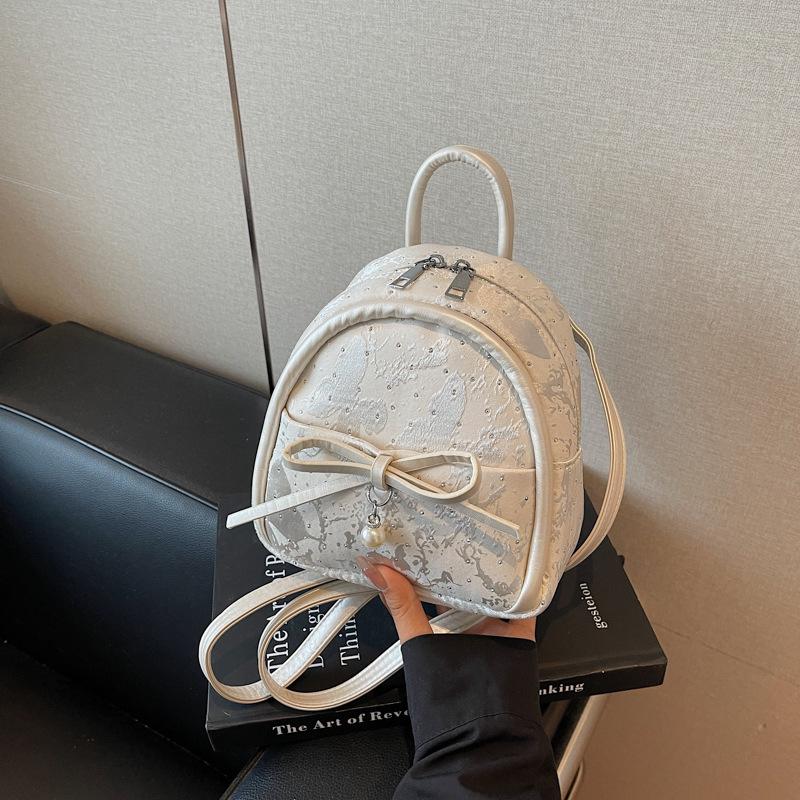 College Style Women's Shoulder Bag New Summer Fashion Bow Small Backpack Shopping Commuter Bag