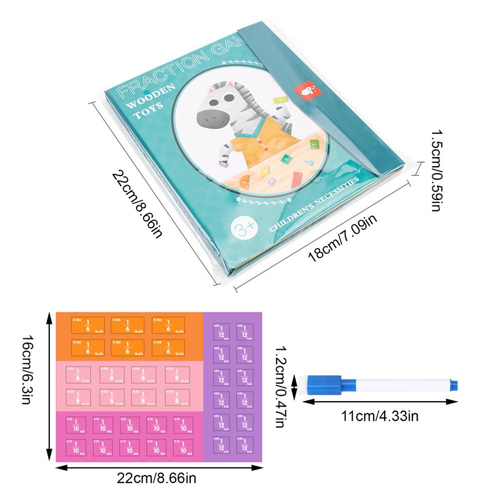 Magnetic Fraction Tiles Visual Math Manipulatives Set for Kids, Elementary Learning, Hands-On Educational Puzzle