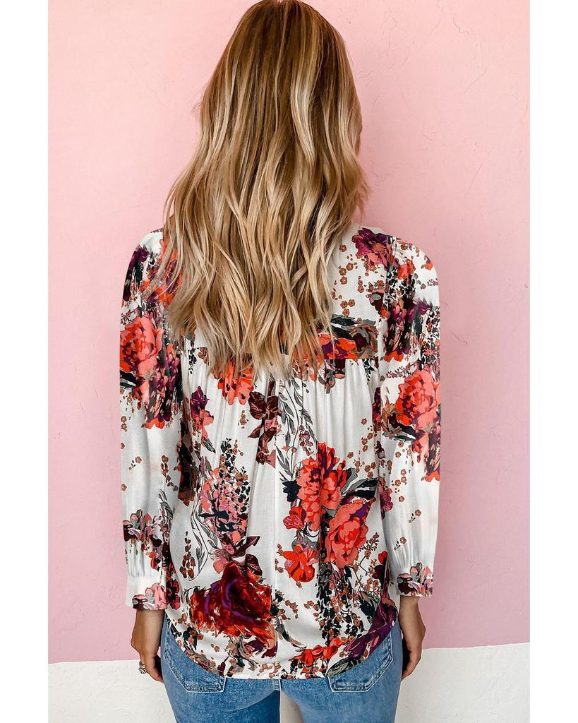Azura Exchange Retro Floral Long Sleeve Blouse