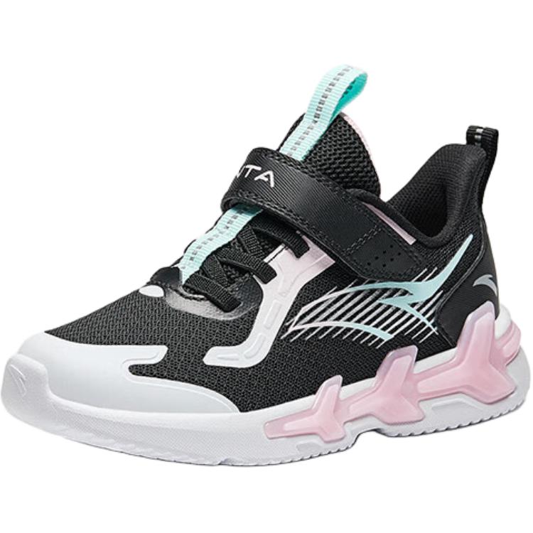 Anta Kids Bow Speed Trendy Sports Non-Slip Durable Low-Top Running Shoes Kids Sneaker Black White A22449969-2