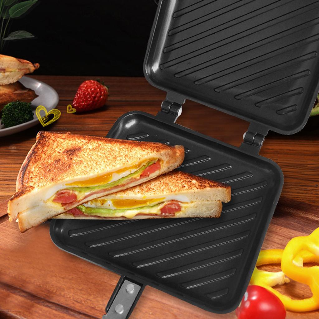 Double-Sided Sandwich Fry Pan Non-Stick Grill Frying Pan Aluminum Alloy Sandwich Maker Waffle Pancake Baking Barbecue Oven Mold