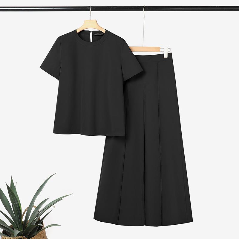 

ZANZEA Женский блузон с коротким рукавом и брюки с широкими штанинами, повседневные комплекты из двух предметов M