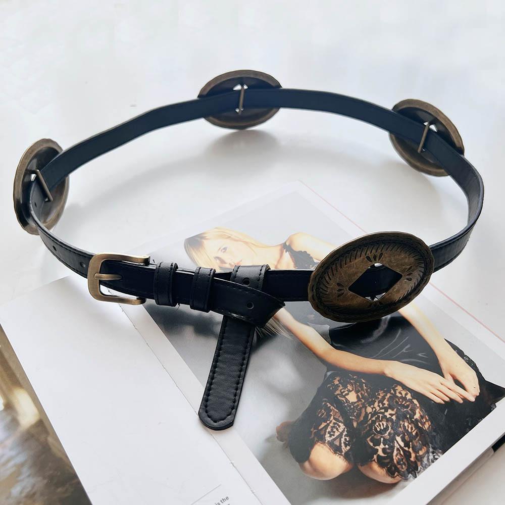 Retro Belt Big Accessories Super Cool Wide Belt Outer With Jeans Spice Girl Wears Belt Black