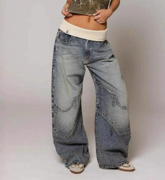 

Ретро мешковатые джинсы с низкой талией и пэчворком Y2K для женщин Small