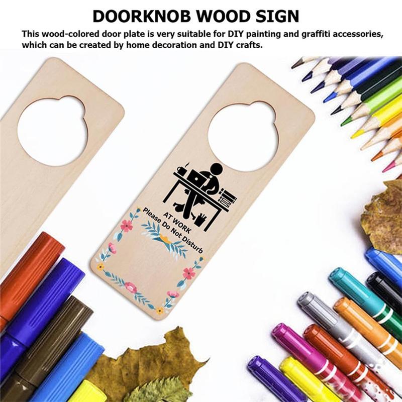 Versatile 20PC Unfinished Wood Door Knob Hanger Door Knob Signs For Painting DIY Craft Home Office Hotel Decoration Business Use