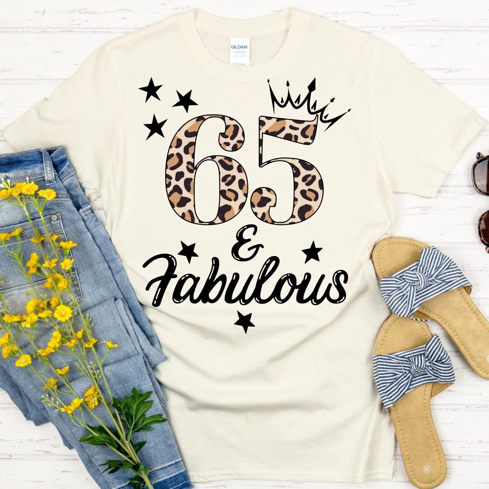 65 & Fabulous T-Shirt, 65th Birthday Gift for Grandma 4XL