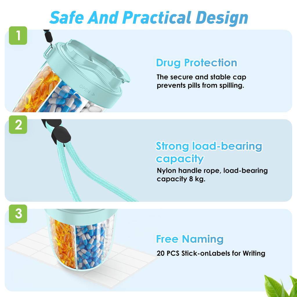 Extra-Large 7 Compartment Giant Pill Container Storage Tablet Vitamins Medicine Fish Oils Travel Holder Medication Dispenser Box