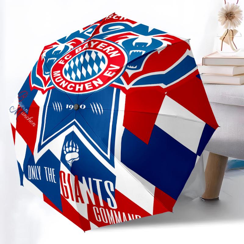 Printed FC Bayern München Logo Printed Folding Umbrella,Outdoor,Leisure,And Travel Umbrella,Durable Umbrella Fabric,Birthday And Holiday Gift