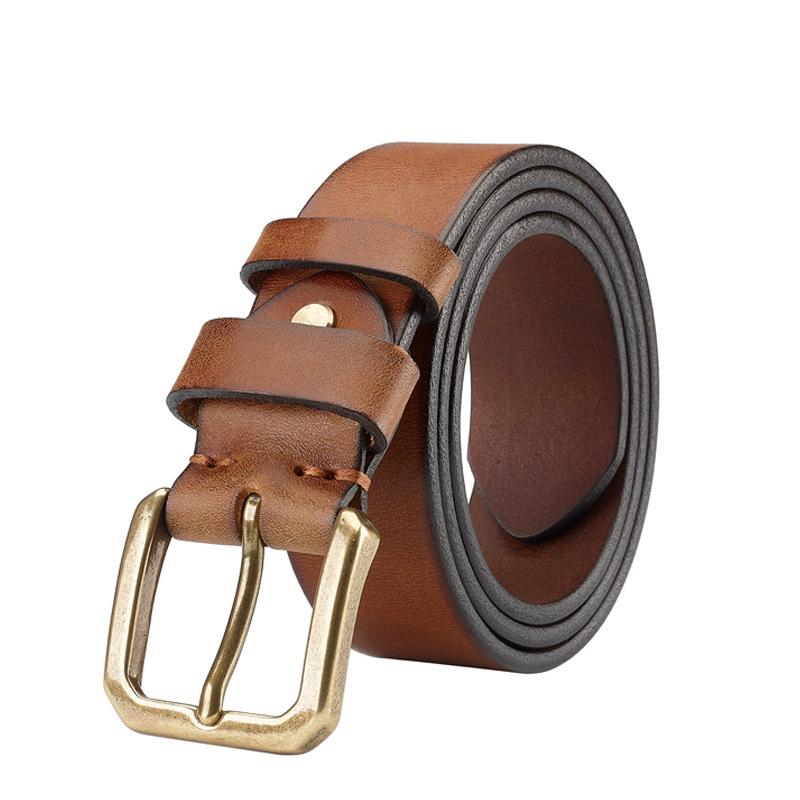 The First Layer Of Pure Cowhide Men'S Retro Pin Buckle Belt Casual Versatile Genuine Leather Handmade Middle-Aged And Young Korean Version Personalize