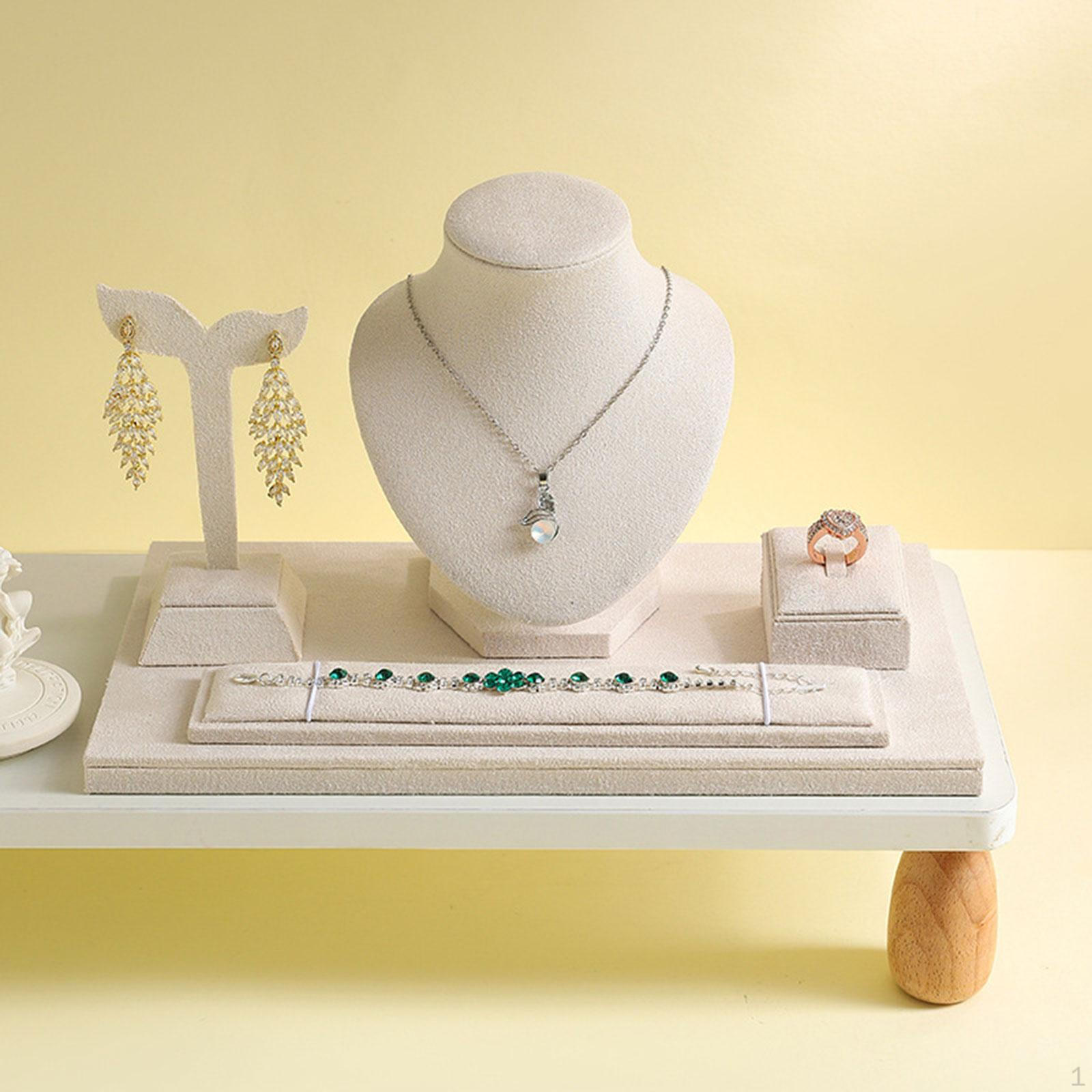 

Jewelry Display Stand Holder Decoration Versatile Stylish Organizer Necklace Bust for Desktop Girl бежевий
