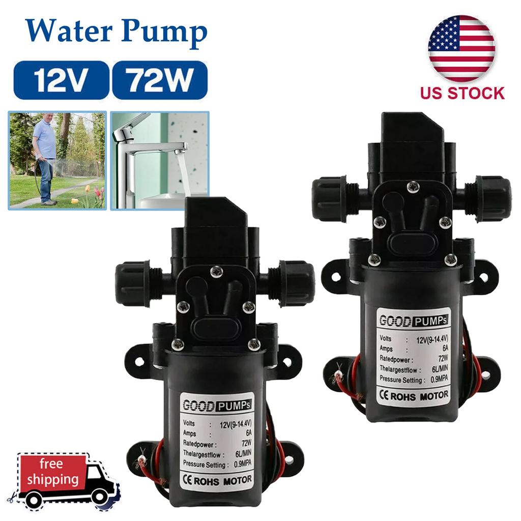 70W DC 12V Micro Electric Diaphragm Reflux Water Pumps 130PSI Self Priming Pump Diaphragm High Pressure RV Auto Switch 1/2PCS
