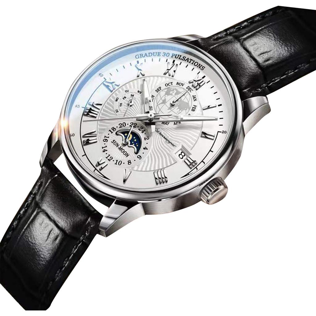Mens Watches Sport Calendar Leather Chronograph Quartz Watch