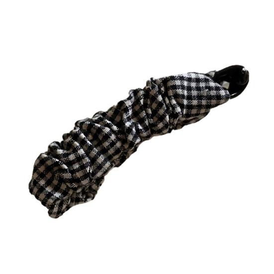 Retro Style Hairpin Stable Non-Slip Banana Clip with Pleated Fabric Wrap Leopard Plaid