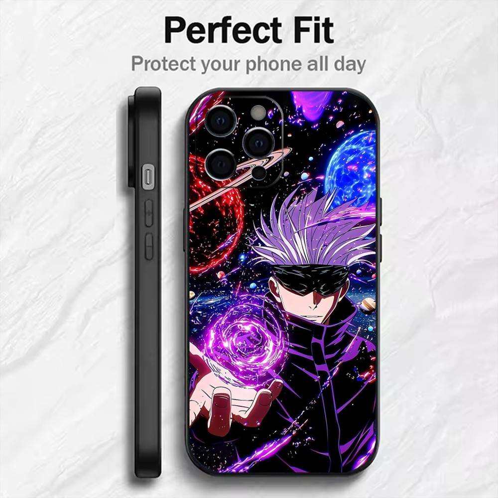 Hot-Blood Gojo Satoru J-Jujutsu Kaisen Phone Case For iPhone17,16,15,14,13,12 Plus,Max Soft Silicone Black Cover