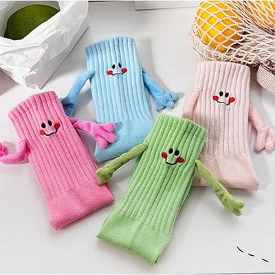 Neue Kinder Magnetische Händchenhaltende Socken Weiche Niedliche Lächeln Kinder Socken für Jungen Mädchen Lustige Magnetische Socken Weihnachts-Festival-Geschenke