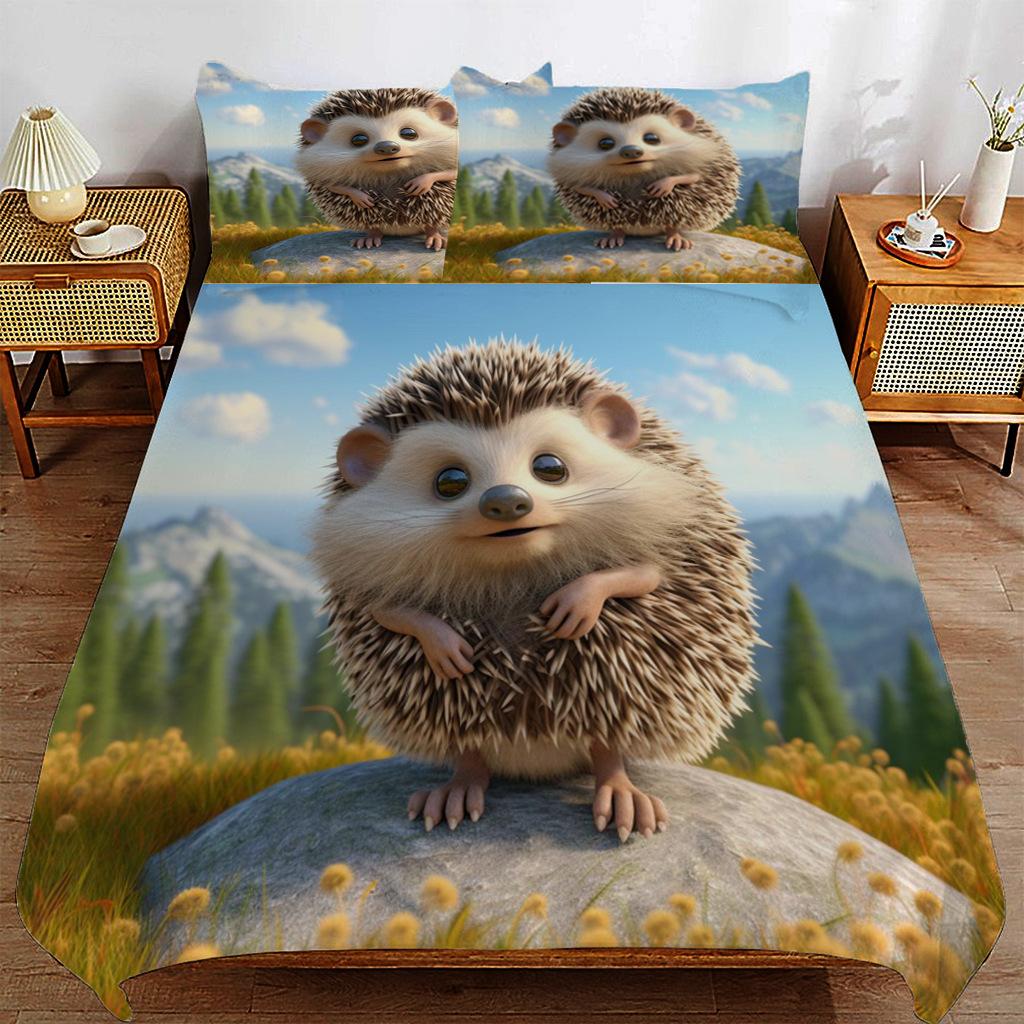 

Realistic Hedgehog Animal Printing Bed Three-Piece Set, Bedding, Digital Printing Bedding 135*200
