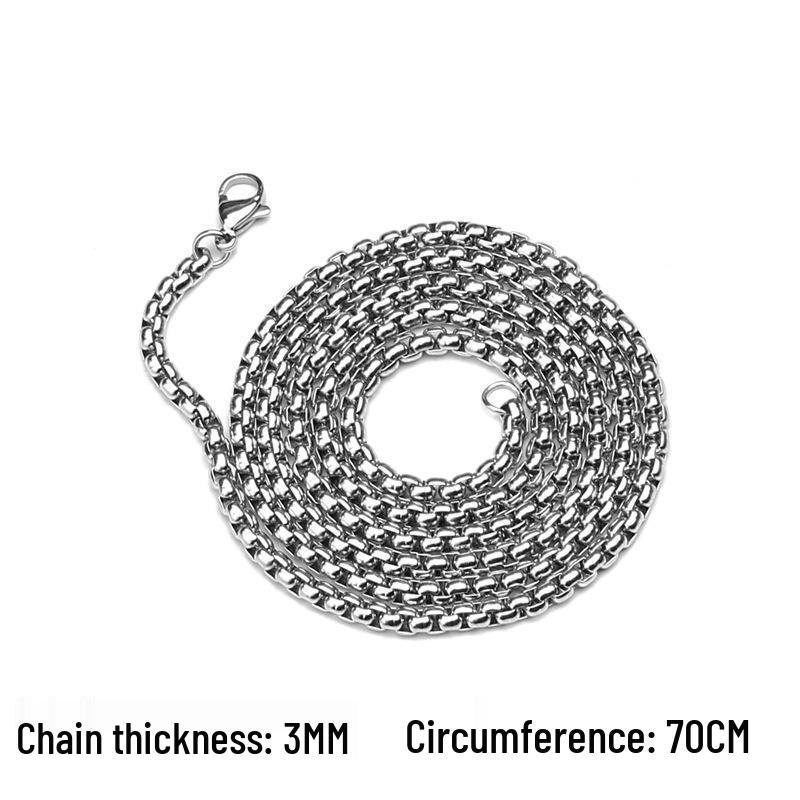 Stainless Steel Pearl Necklace with Titanium Thick Chain - Men's Minimalist Snake Bone Design