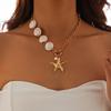 2026 European Cross-Border Starfish & Shell Alloy Necklace - Retro Summer Mermaid Design
