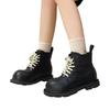 [Zhike] 2025 casual black big-headed mountaineering sports soft cowhide platform short boots Martin boots for women