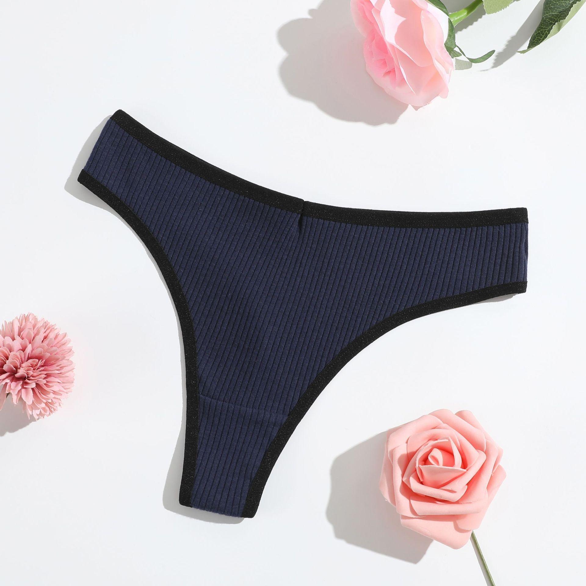 

Цельнохлопковые стринги, простые женские трусики-стринги, сексуальное женское нижнее белье, однотонные базовые таньги для женщин и девочек XL темно-синий