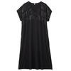 Dimanaf New 2025 Plus Size Summer Dress Women Black Vintage Casual V-Neck Dress Loose Dress Maxi