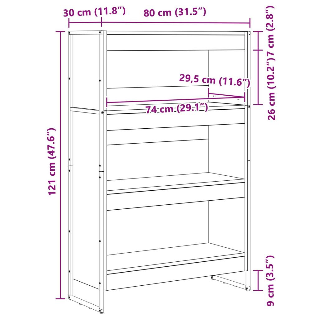 Bookshelf 80 x 30 x 121 cm Engineered Wood Reclaimed Wood