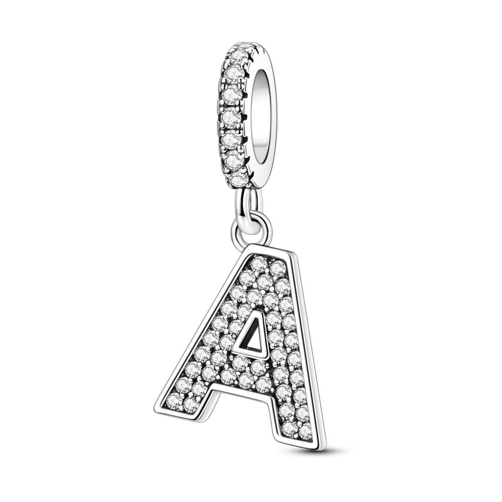Pingente Pendurado de Cobre 26 Letras A-Z Pingente de Soletrar Zircônia Serve Pulseira Diy Joias Femininas