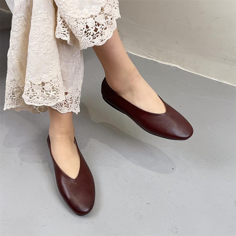 Johnature Мокасины ручной работы из натуральной кожи, туфли на плоской подошве, ретро, круглый носок, неглубокая мягкая подошва, женские туфли