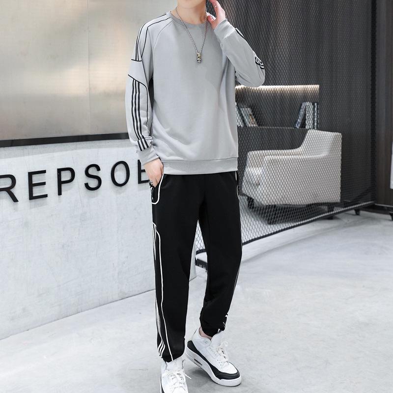 Plus Size Men's Spring/Fall Casual Sports Set: Hoodie & Long Pants for Outdoor Wear