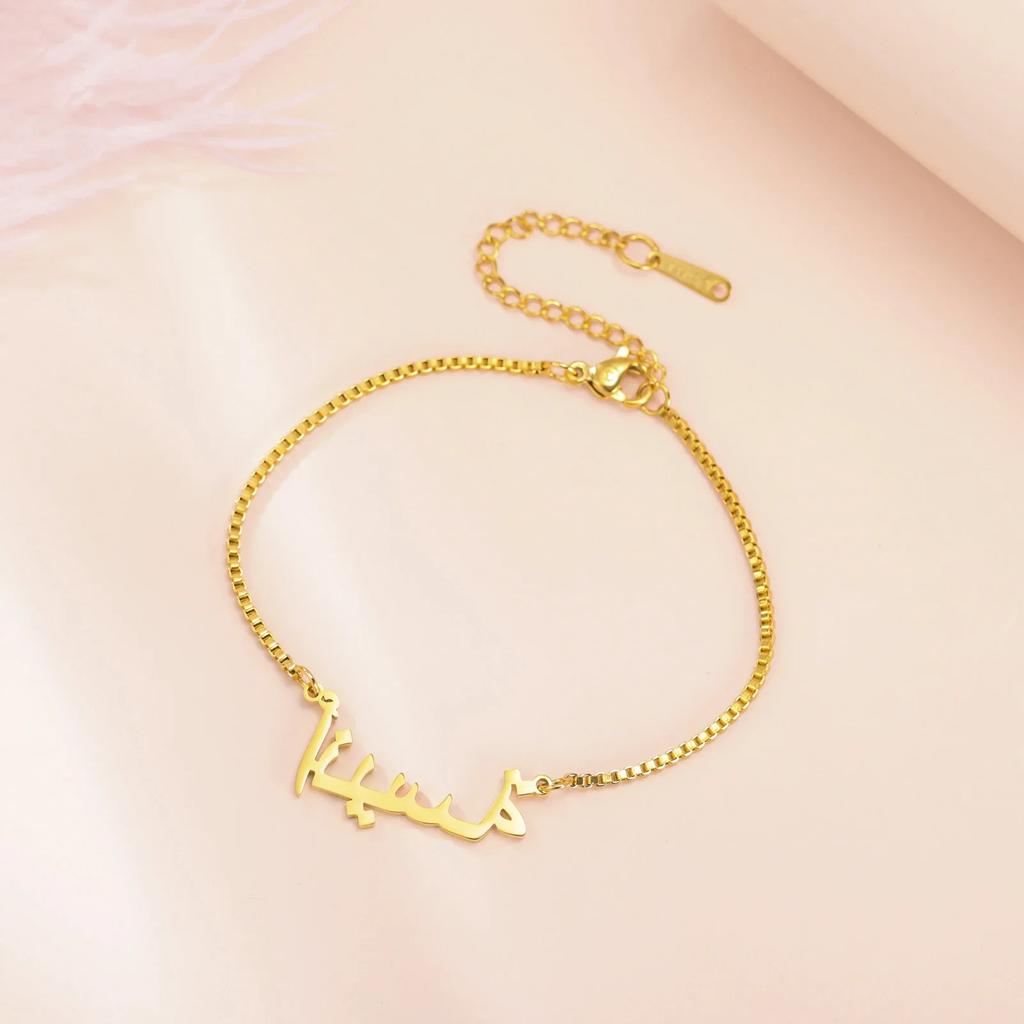 Personalized Name Letter Charm Bracelet Women Girls Stainless Steel Box Chain Customized Bracelets Custom Jewelry Birthday Gift