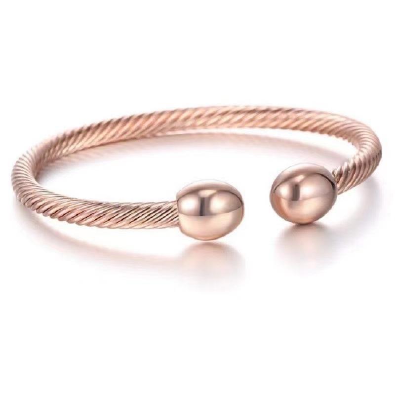Adjustable Magnetic Open Cuff Bangle Couple Metal Bracelet Threaded Simple Jewelry