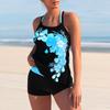 Plus-Size-Bikini-Zweiteiler-Badeanzug, Blumendruck, überkreuzte Träger, Neckholder-Tankini-Set