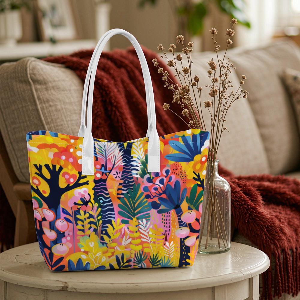 Colorful Tropical Print Tote Bag Fashion Casual Large Capacity Daily Commuter Women's Handbag