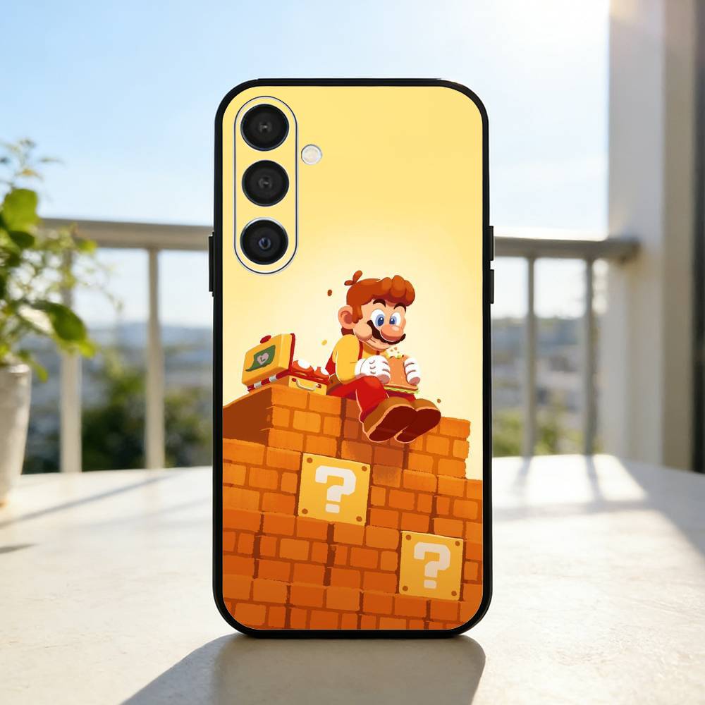 Anime Super M-MarioS Bros Phone Case For Samsung A73,A21s,A22,A31,A32,A52,A53,A71,A80,Soft Black Shell
