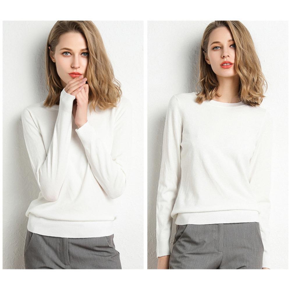 Herbst Winter Neues Rundhals Langarm Damen Stricktop Übergröße Pullover Pullover Unter- und Oberbekleidung Basisschicht