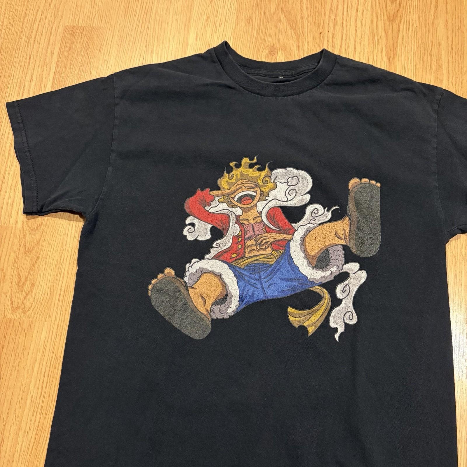 Men’s Y2k Luffy Anime Faded Black Graphic Tee Shirt Size S/M Unisex T-Shirt XL