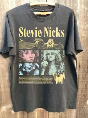 Maglietta Stevie Fleetwood Mac, Maglietta Unisex Retro Stevie Nicks S-4XL Maglietta da Uomo Nera Casual Girocollo Cotone